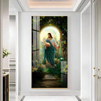Peaceful Jesus with Sheep Acrylic Wall Painting for Living Room and Prayer Space