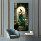 Peaceful Jesus with Sheep Acrylic Wall Painting for Living Room and Prayer Space