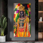 Divine Lord Ram Traditional Temple Style Acrylic Wall Painting with Rich Jewelry Details