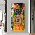 Divine Lord Ram Traditional Temple Style Acrylic Wall Painting with Rich Jewelry Details