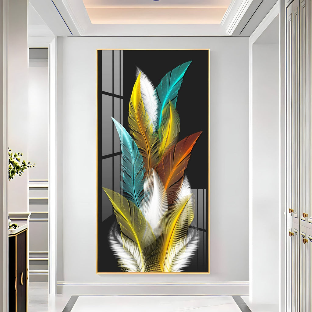 Stylish Decorative Feather Acrylic Wall Painting for Bedroom Living Room and Office Wall Decor