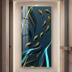 Stylish Golden Fish Acrylic Wall Painting with Artistic Water Flow Pattern for Home Decor