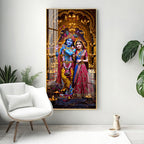 Premium Radha Krishna Acrylic Wall Painting with Rich Colors and Decorative Diya Lighting Theme