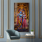 Premium Radha Krishna Acrylic Wall Painting with Rich Colors and Decorative Diya Lighting Theme