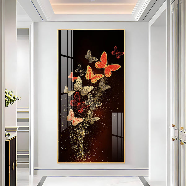 Stylish Decorative Butterfly Acrylic Wall Painting with Shimmering Effect for Living Room Decor