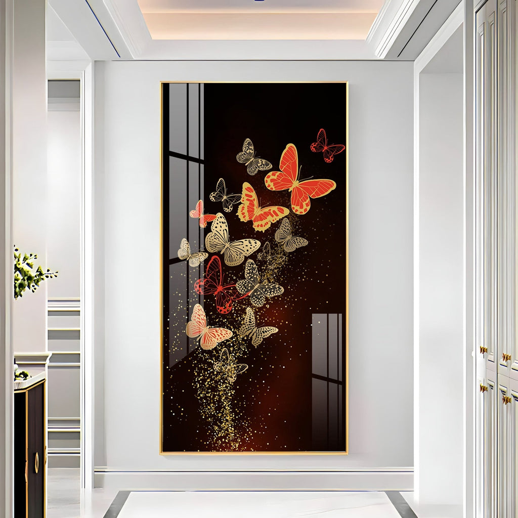 Stylish Decorative Butterfly Acrylic Wall Painting with Shimmering Effect for Living Room Decor