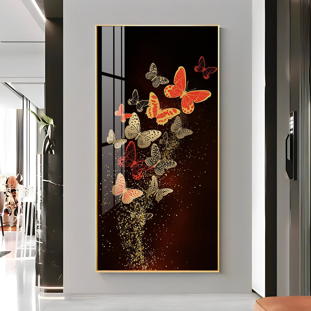 Stylish Decorative Butterfly Acrylic Wall Painting with Shimmering Effect for Living Room Decor