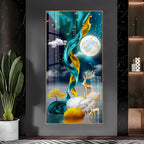 Luxury Abstract Deer Landscape Acrylic Wall Painting with Moonlight Sky and Golden Elements