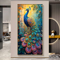 Artistic Peacock Acrylic Wall Painting with Detailed Feather Texture for Living Room Decoration