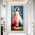 Premium Divine Mercy Jesus Acrylic Wall Painting with Healing Rays and Peaceful Expression