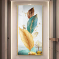 Modern Abstract Leaves Acrylic Wall Painting with Gold Accents and Minimal Nature Theme