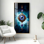 Modern Nazar Protection Acrylic Wall Painting with Blue Eye Symbol and Artistic Finish