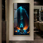 Premium Shiva Meditation Acrylic Wall Painting with Trishul Symbol and Calm Energy Aesthetic