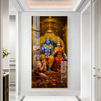 Premium Lord Ram Darbar Acrylic Wall Painting with Hanuman Ji Bhakti Pose and Royal Decor Style