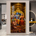 Premium Lord Ram Darbar Acrylic Wall Painting with Hanuman Ji Bhakti Pose and Royal Decor Style