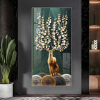 Premium Wildlife Acrylic Wall Art with Deer and Fawn, Abstract Tree Design and Luxury Finish
