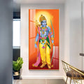 Premium Lord Rama Acrylic Painting with Golden Crown and Traditional Hindu Religious Artwork