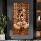 Divine Krishna Acrylic Wall Painting with Flute Playing Pose for Temple and Home Interior