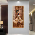 Divine Krishna Acrylic Wall Painting with Flute Playing Pose for Temple and Home Interior