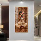 Divine Krishna Acrylic Wall Painting with Flute Playing Pose for Temple and Home Interior