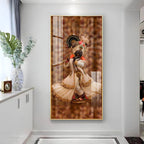 Divine Krishna Acrylic Wall Painting with Flute Playing Pose for Temple and Home Interior