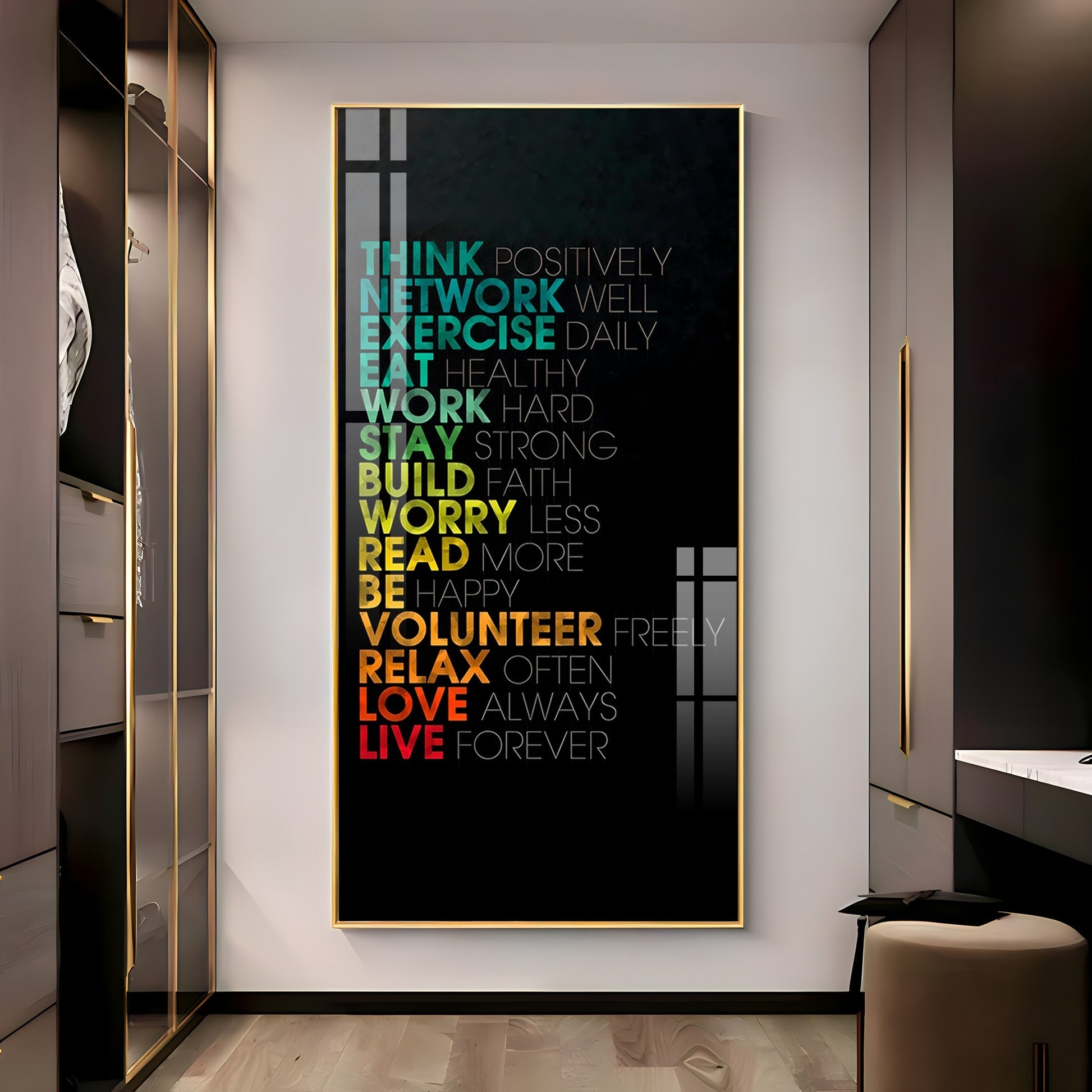 Inspirational typography acrylic wall painting with positive life quotes for office and living room