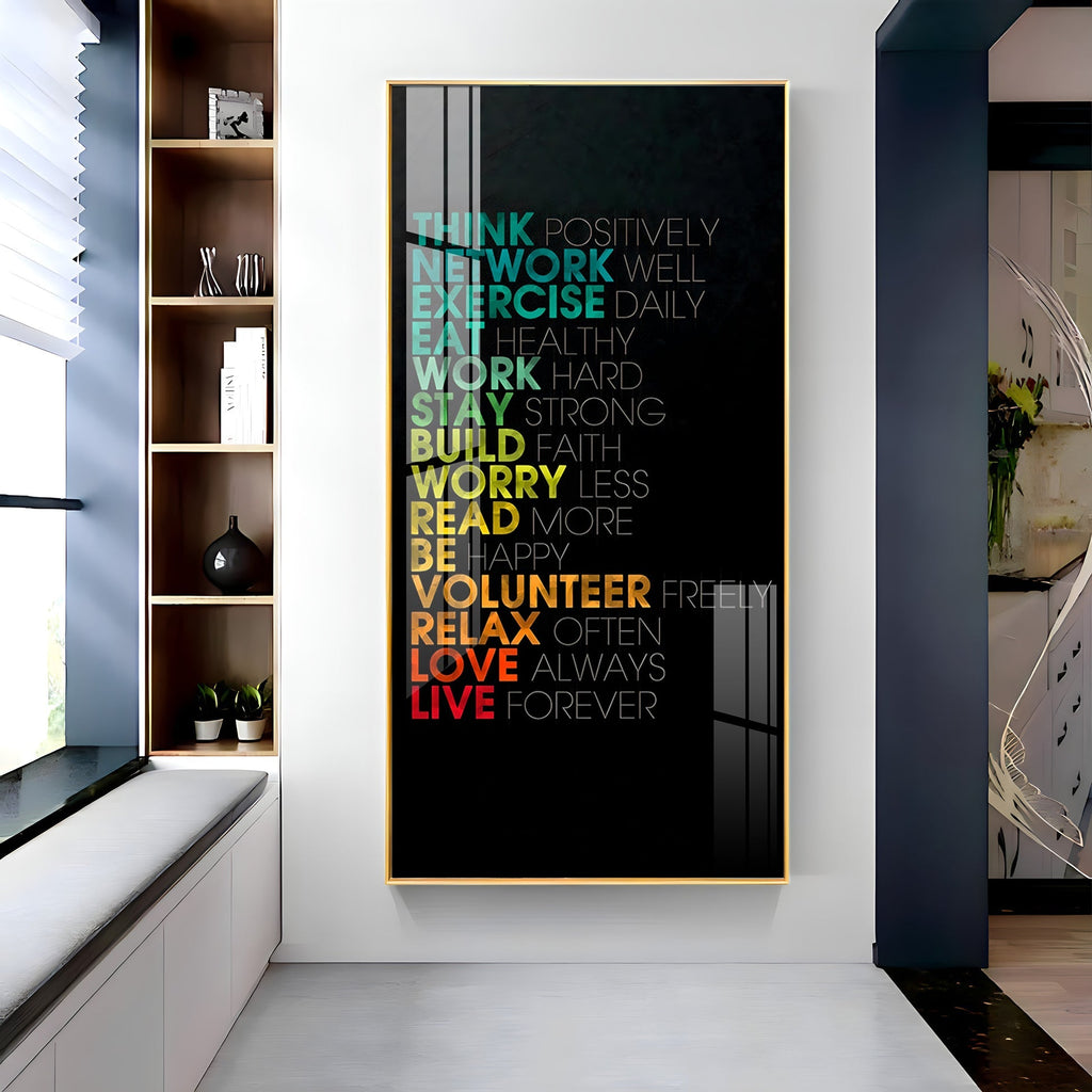 Inspirational typography acrylic wall painting with positive life quotes for office and living room