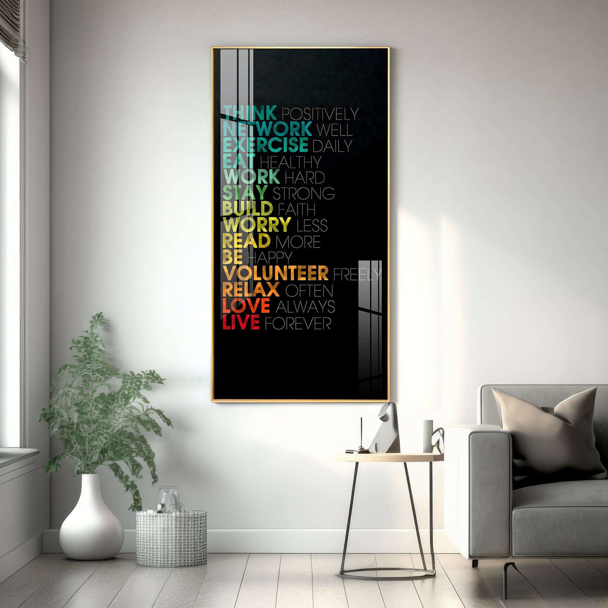 Inspirational typography acrylic wall painting with positive life quotes for office and living room
