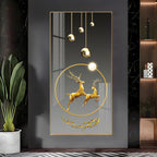 Modern deer design acrylic wall painting with golden abstract art for luxury home decor