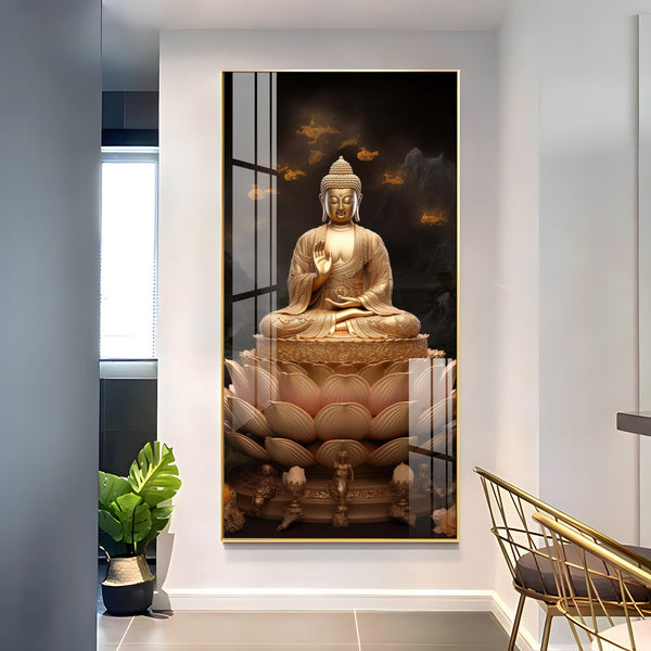 Premium Buddha spiritual art acrylic wall painting with calm and soothing aesthetic design