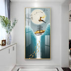 Elegant nature-inspired deer artwork acrylic wall painting with moonlight and flowing water design