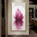 Elegant pink lotus flower reflection acrylic wall painting for calm and peaceful home decor