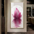 Elegant pink lotus flower reflection acrylic wall painting for calm and peaceful home decor