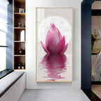 Elegant pink lotus flower reflection acrylic wall painting for calm and peaceful home decor