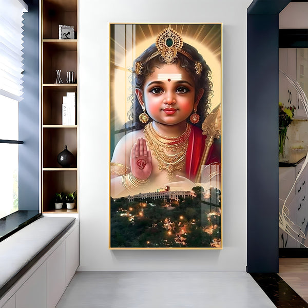 Premium Hindu god Murugan artwork acrylic wall painting for pooja room and living space
