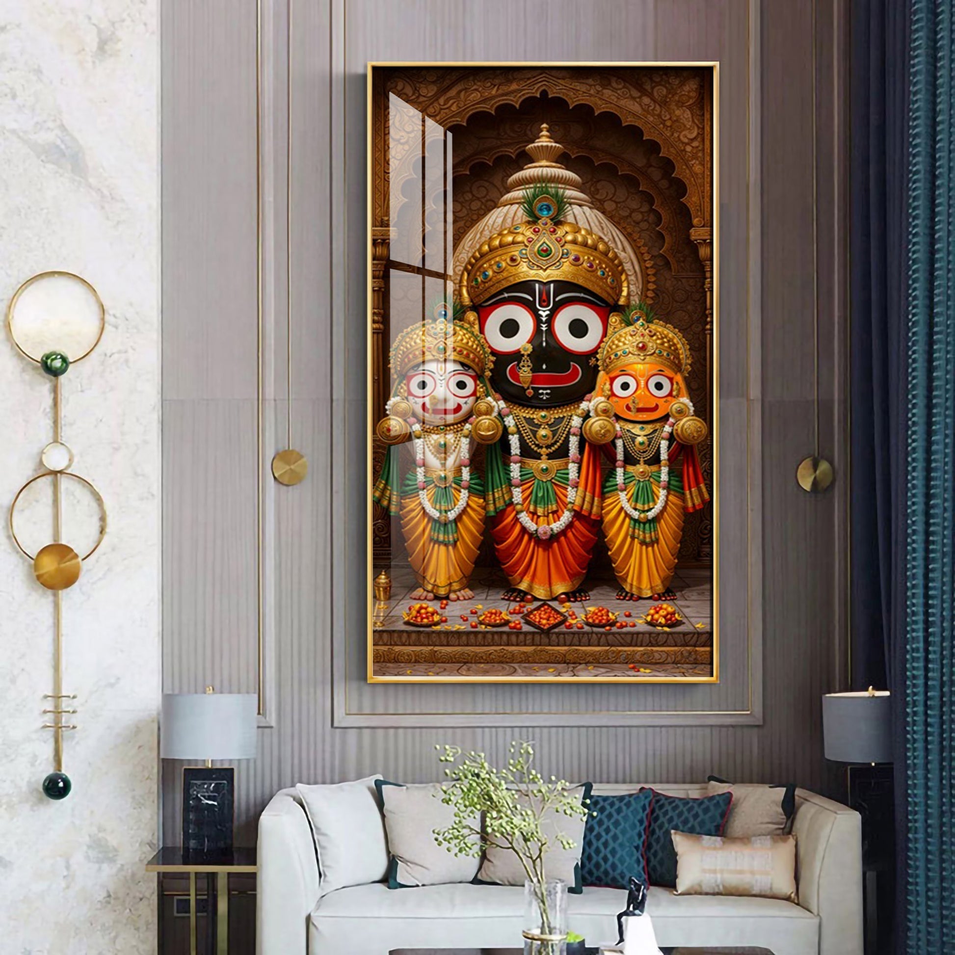 Premium Lord Jagannath divine artwork acrylic wall painting for positive energy and cultural decor