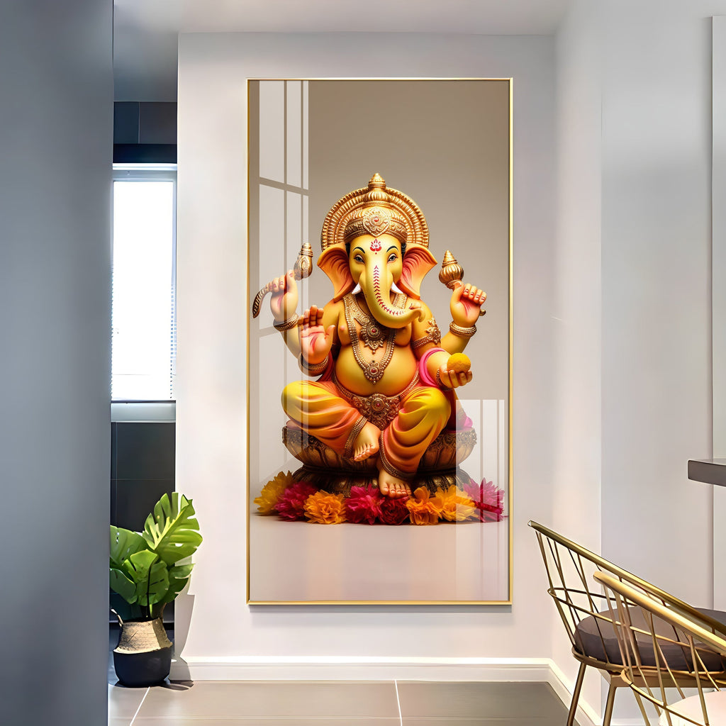 Elegant Ganpati Bappa modern design acrylic wall painting for living room and entrance wall