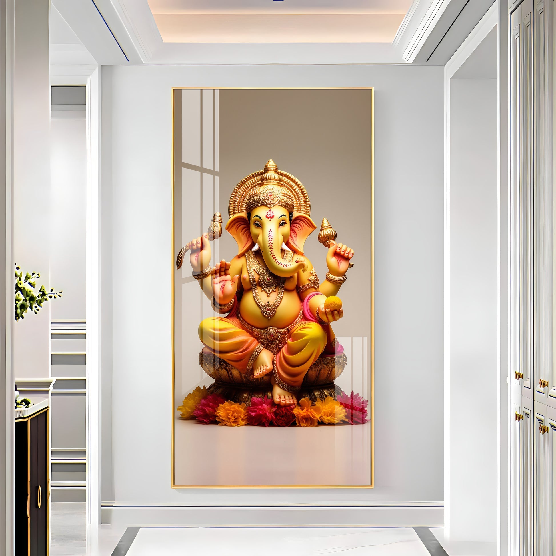 Elegant Ganpati Bappa modern design acrylic wall painting for living room and entrance wall
