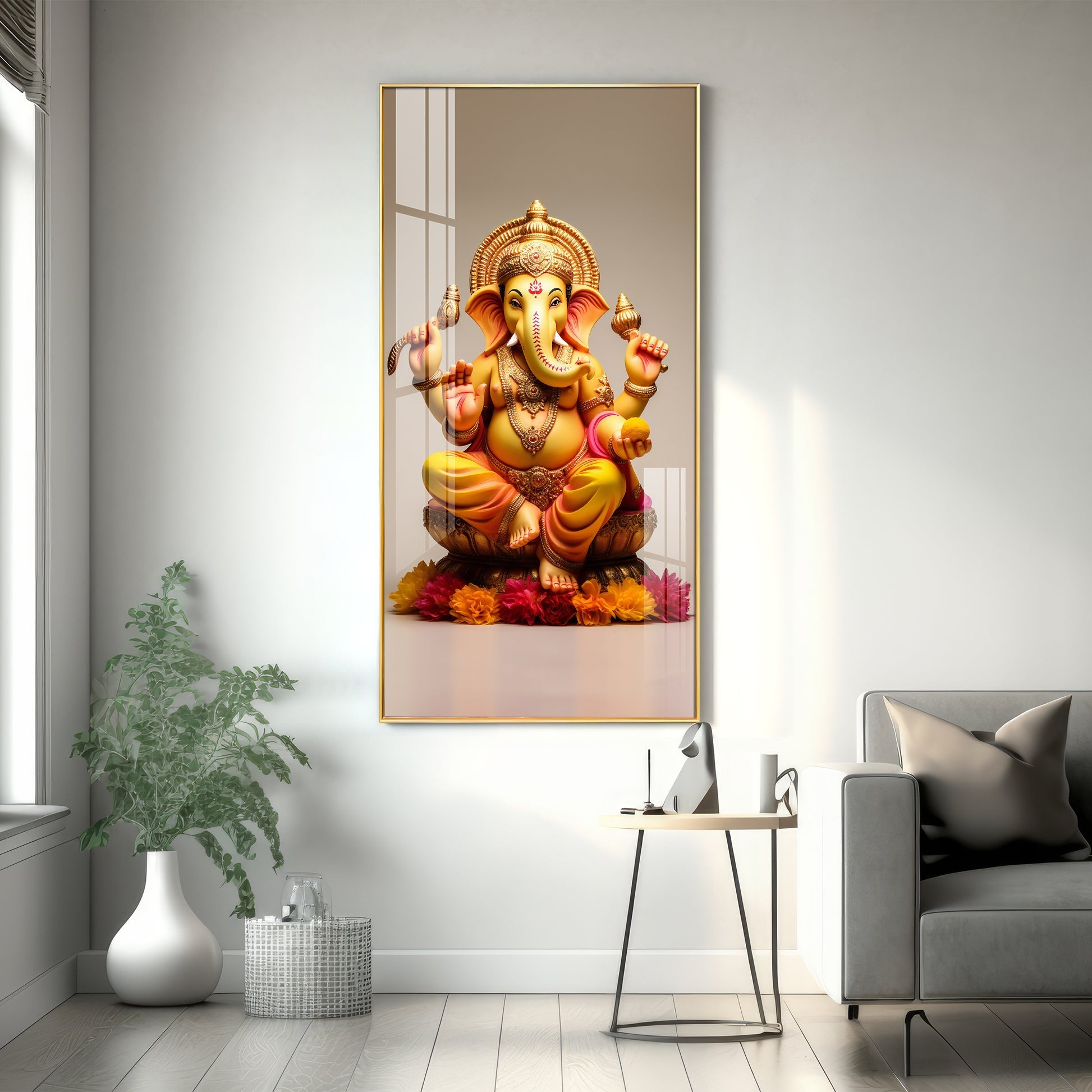 Elegant Ganpati Bappa modern design acrylic wall painting for living room and entrance wall