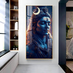 Divine Mahadev crescent moon aesthetic design acrylic wall painting for living room and meditation space