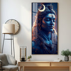 Divine Mahadev crescent moon aesthetic design acrylic wall painting for living room and meditation space