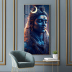 Divine Mahadev crescent moon aesthetic design acrylic wall painting for living room and meditation space