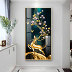 Elegant nature-inspired deer and blossom artwork acrylic wall painting for stylish home interiors