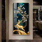 Elegant nature-inspired deer and blossom artwork acrylic wall painting for stylish home interiors