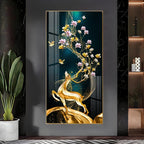 Elegant nature-inspired deer and blossom artwork acrylic wall painting for stylish home interiors