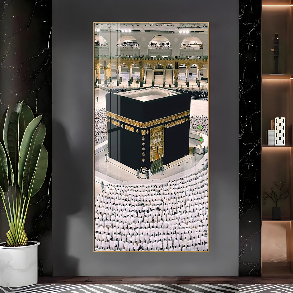 Beautiful Mecca Kaaba crowd worship scene acrylic wall painting for modern religious home styling