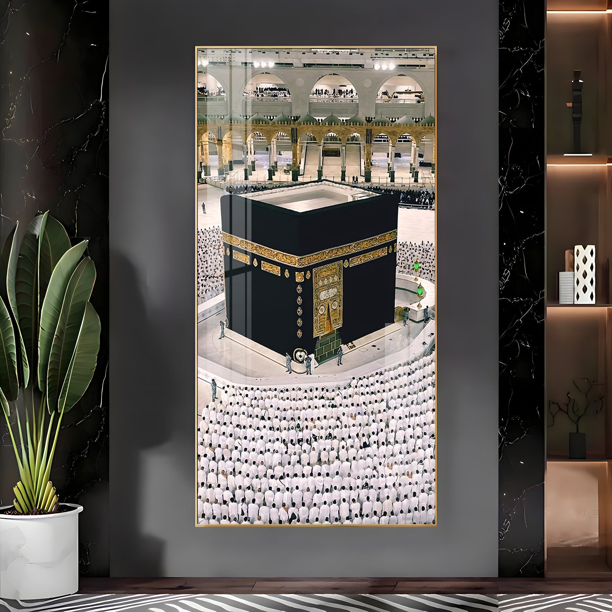 Beautiful Mecca Kaaba crowd worship scene acrylic wall painting for modern religious home styling