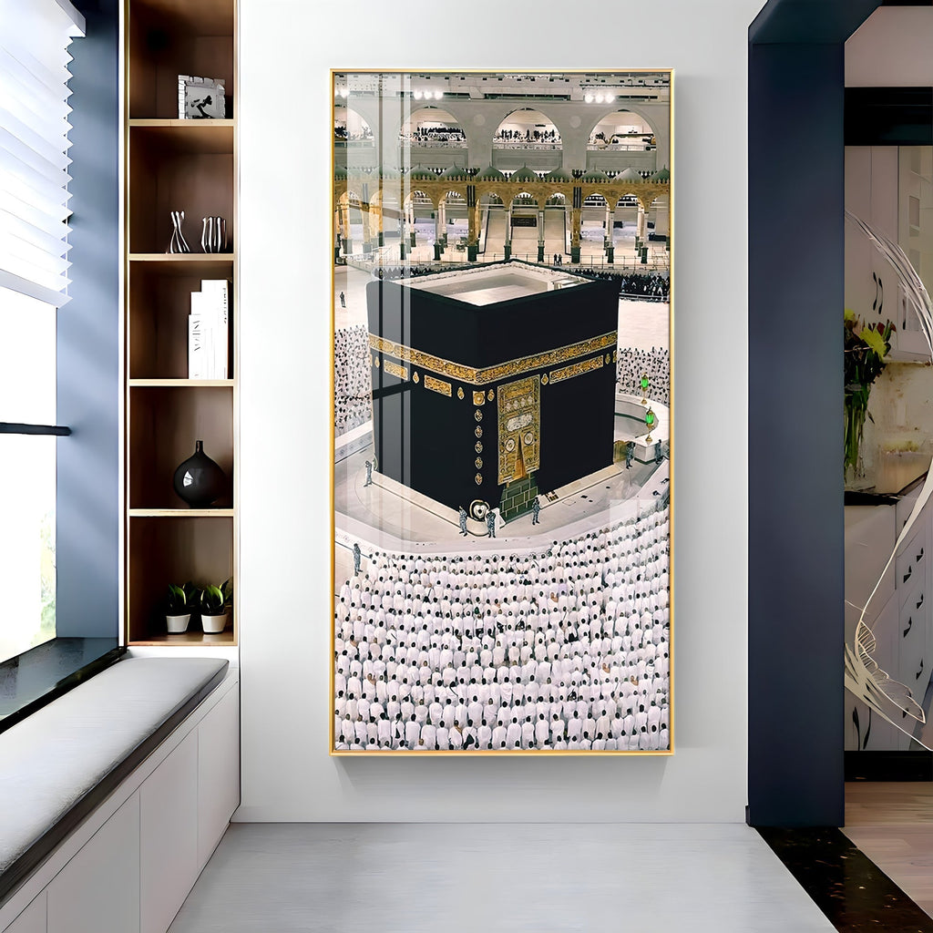 Beautiful Mecca Kaaba crowd worship scene acrylic wall painting for modern religious home styling