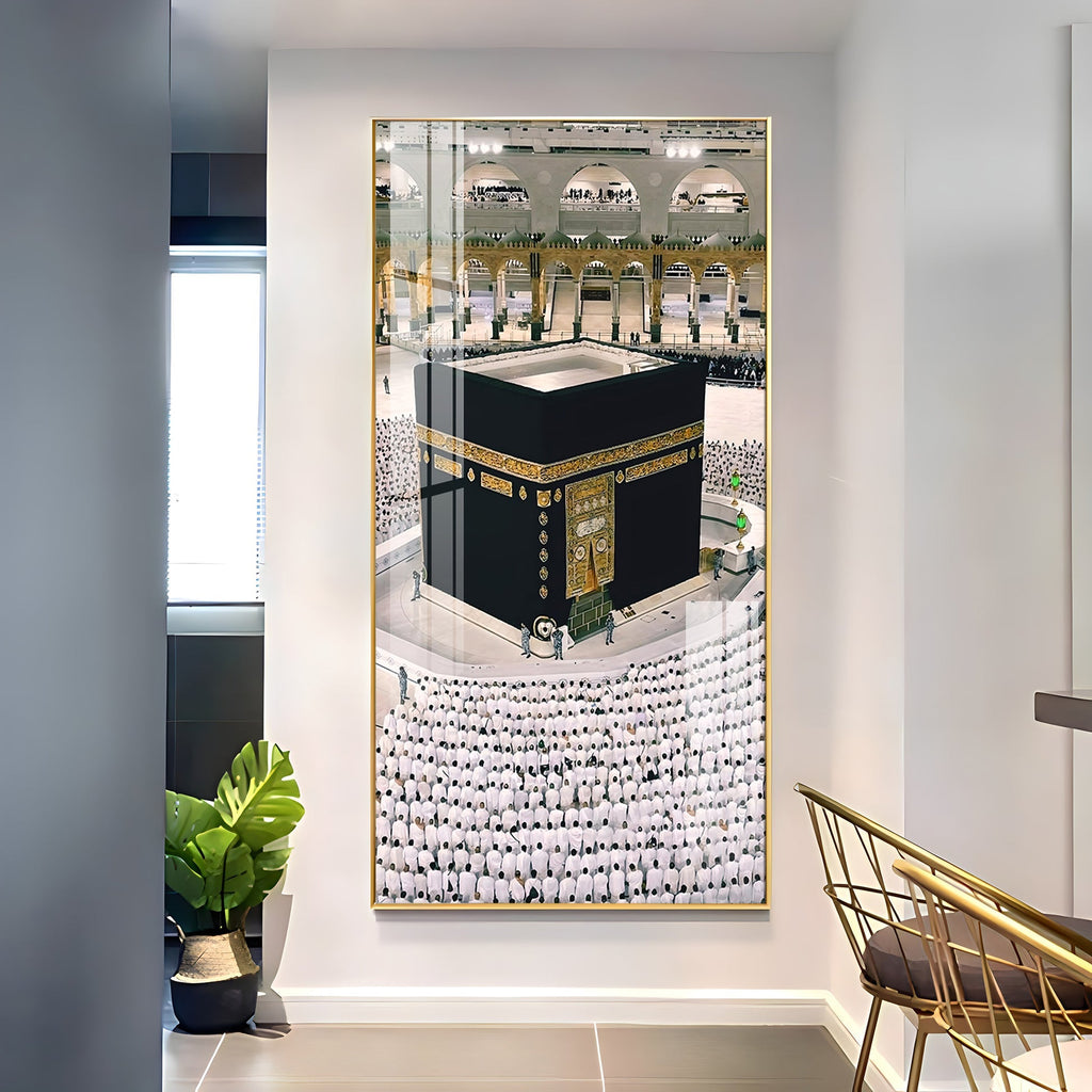 Beautiful Mecca Kaaba crowd worship scene acrylic wall painting for modern religious home styling