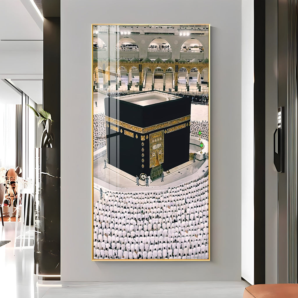 Beautiful Mecca Kaaba crowd worship scene acrylic wall painting for modern religious home styling